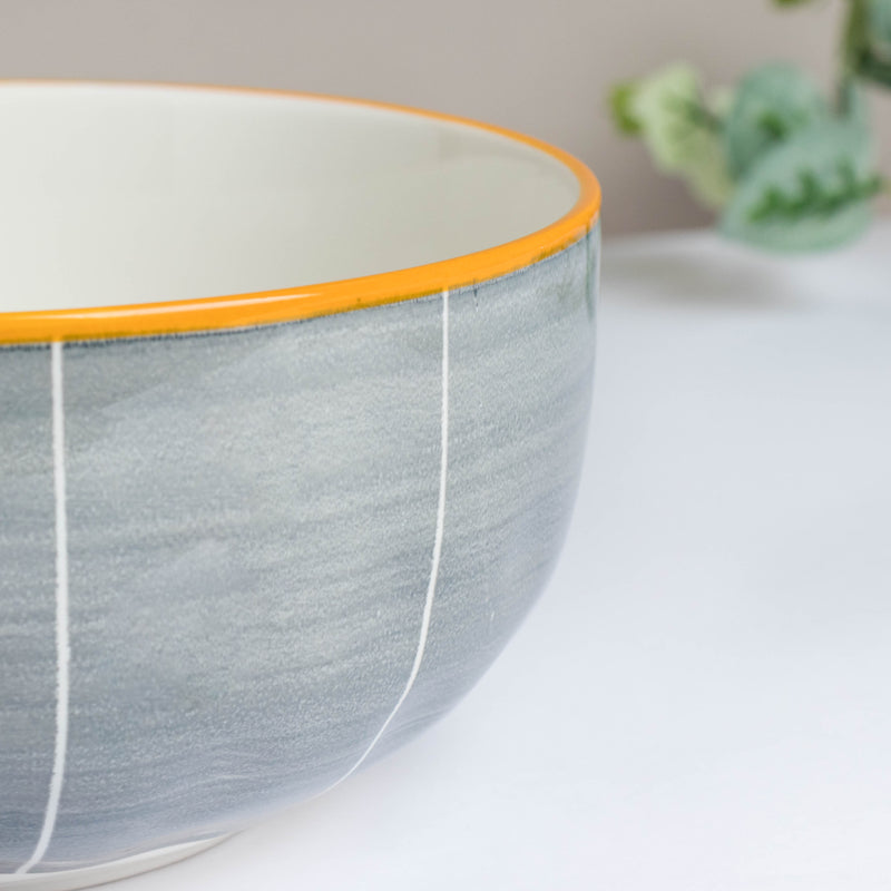 Willow Dark Grey Ceramic Serving Bowl 8 inch - Bowl, ceramic bowl, serving bowls, noodle bowl, salad bowls, bowl for snacks, large serving bowl | Bowls for dining table & home decor