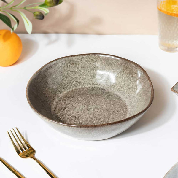 Rustic Handmade Large Serving Bowl Grey 800 ml