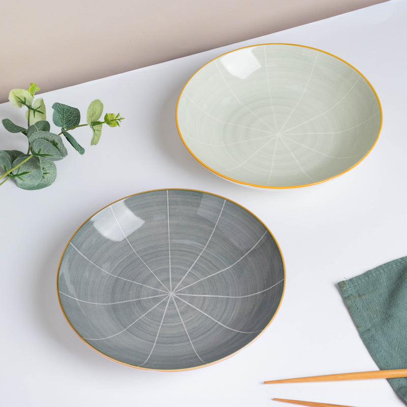 Willow Dark Grey Ceramic Pasta Plate 8 inch - Serving plate, pasta plate, lunch plate, deep plate | Plates for dining table & home decor