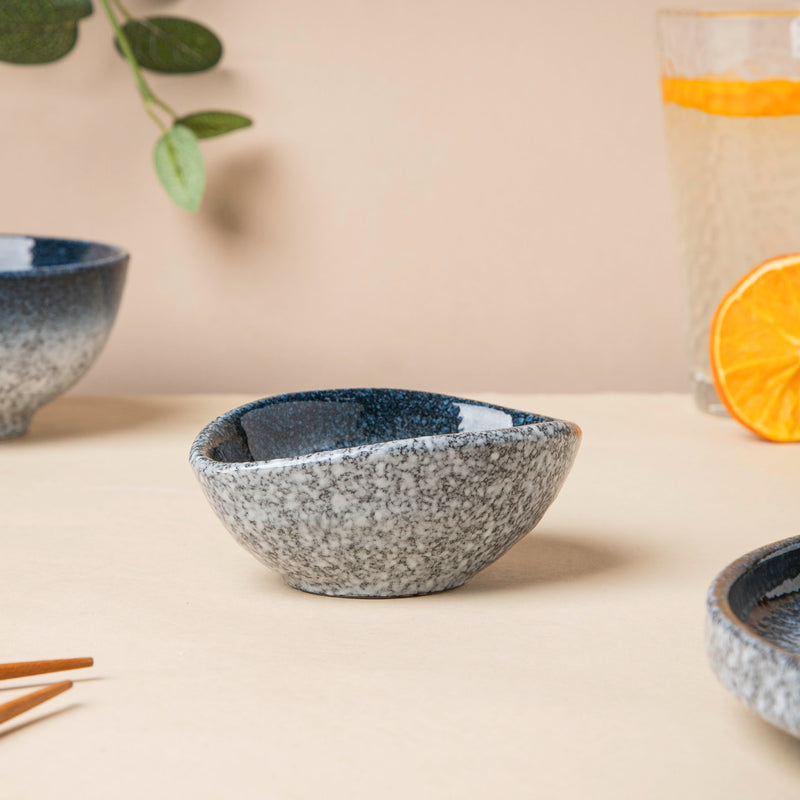 Pebble Glazed Dip Bowl Blue Grey 50ml - Bowl, ceramic bowl, dip bowls, chutney bowl, dip bowls ceramic | Bowls for dining table & home decor 
