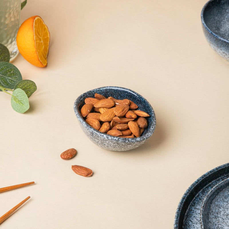 Pebble Glazed Dip Bowl Blue Grey 50ml - Bowl, ceramic bowl, dip bowls, chutney bowl, dip bowls ceramic | Bowls for dining table & home decor 