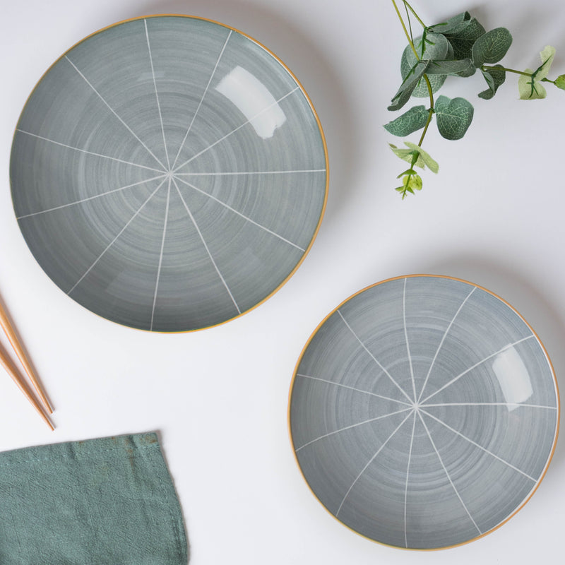 Willow Dark Grey Ceramic Pasta Plate 8 inch - Serving plate, pasta plate, lunch plate, deep plate | Plates for dining table & home decor