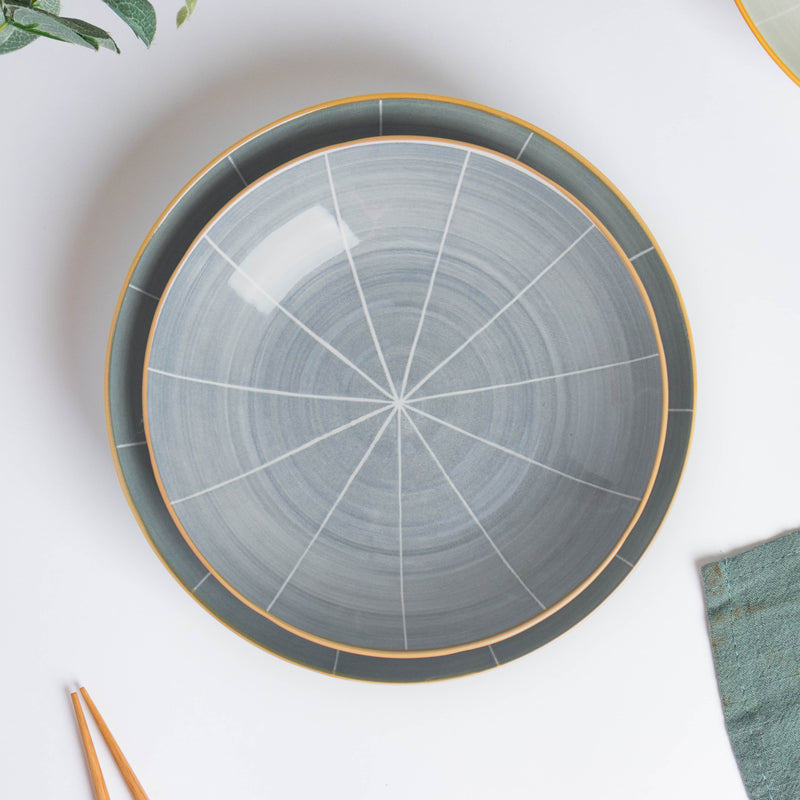 Willow Dark Grey Ceramic Pasta Plate 8 inch - Serving plate, pasta plate, lunch plate, deep plate | Plates for dining table & home decor