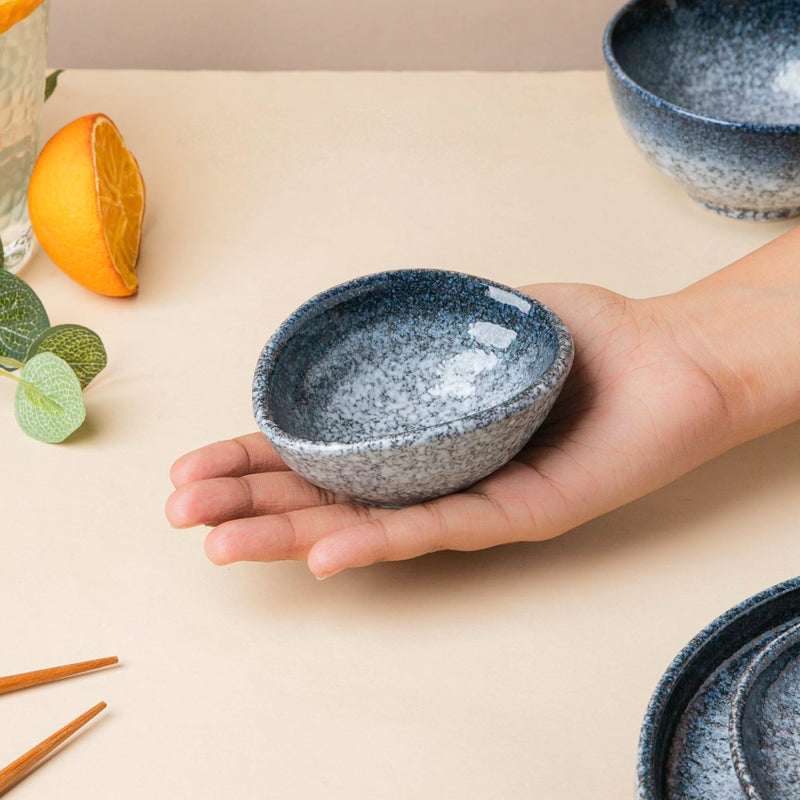 Pebble Glazed Dip Bowl Blue Grey 50ml - Bowl, ceramic bowl, dip bowls, chutney bowl, dip bowls ceramic | Bowls for dining table & home decor 