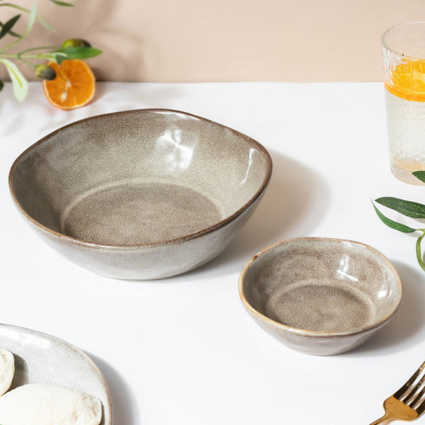 Rustic Handmade Large Serving Bowl Grey 800 ml