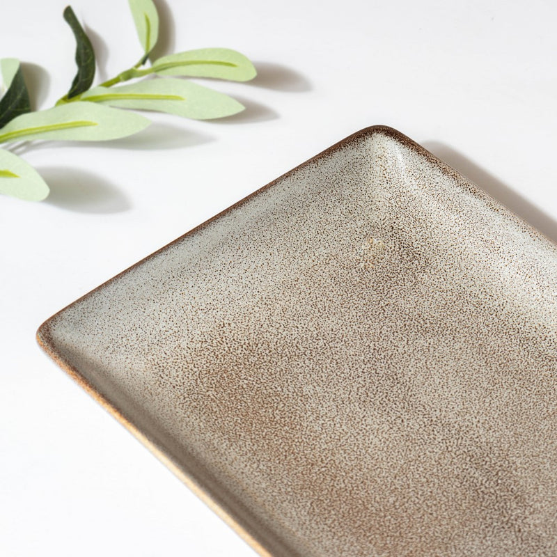 Rustic Handmade Ceramic Long Plate Grey 10 Inch - Ceramic platter, serving platter, fruit platter | Plates for dining table & home decor