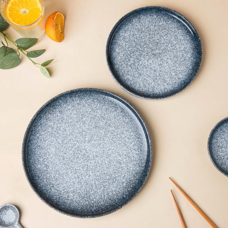 Pebble Glazed Snack Plate Blue White 8 Inch - Serving plate, snack plate, dessert plate | Plates for dining & home decor