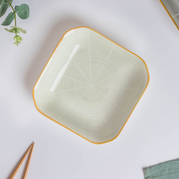Willow Light Grey Square Ceramic Snack Plate - Serving plate, snack plate, dessert plate | Plates for dining & home decor