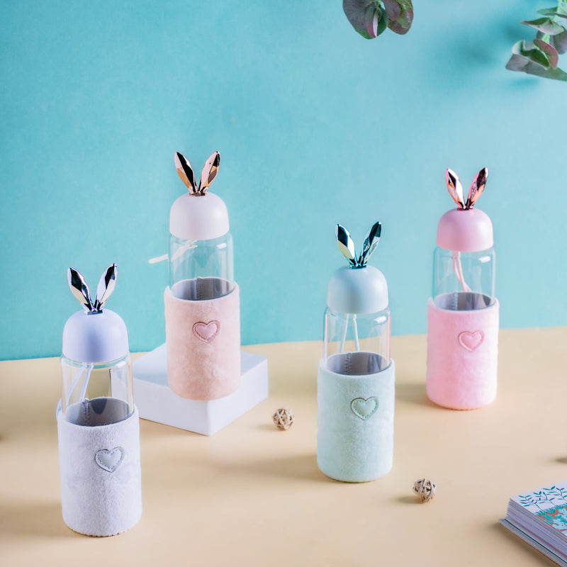 Bunny Ear Glass Bottle - Water bottle, glass bottle, cute water bottle | Bottle for Travelling