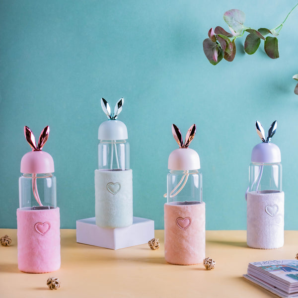 Bunny Ear Glass Bottle - Water bottle, glass bottle, cute water bottle | Bottle for Travelling