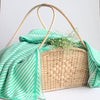 SPRING Stripe Knitted Throw Blanket - Jade Green white - Nestasia Home Decor