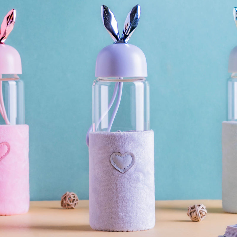 Bunny Ear Glass Bottle - Water bottle, glass bottle, cute water bottle | Bottle for Travelling