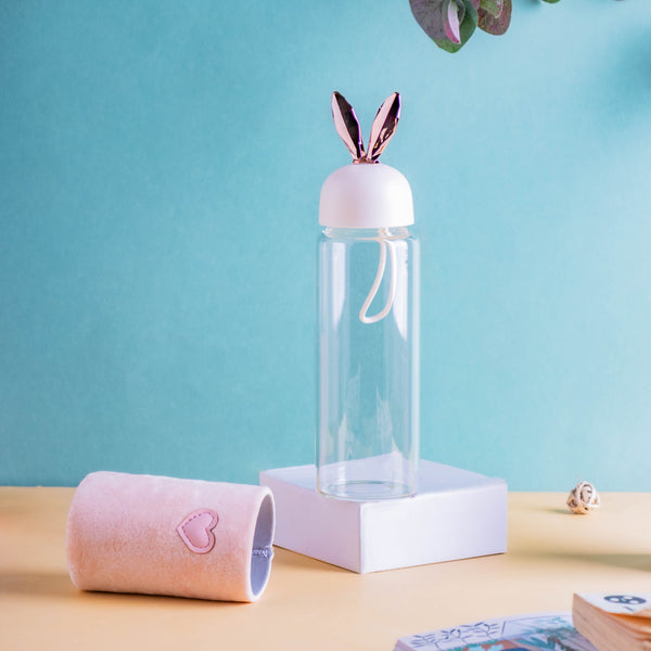 Bunny Ear Glass Bottle - Water bottle, glass bottle, cute water bottle | Bottle for Travelling