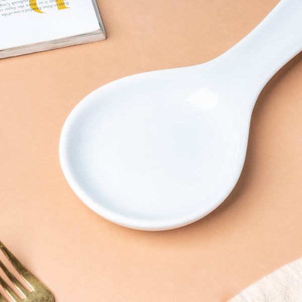 Ceramic Spoon Rest Classic White - Kitchen Tool