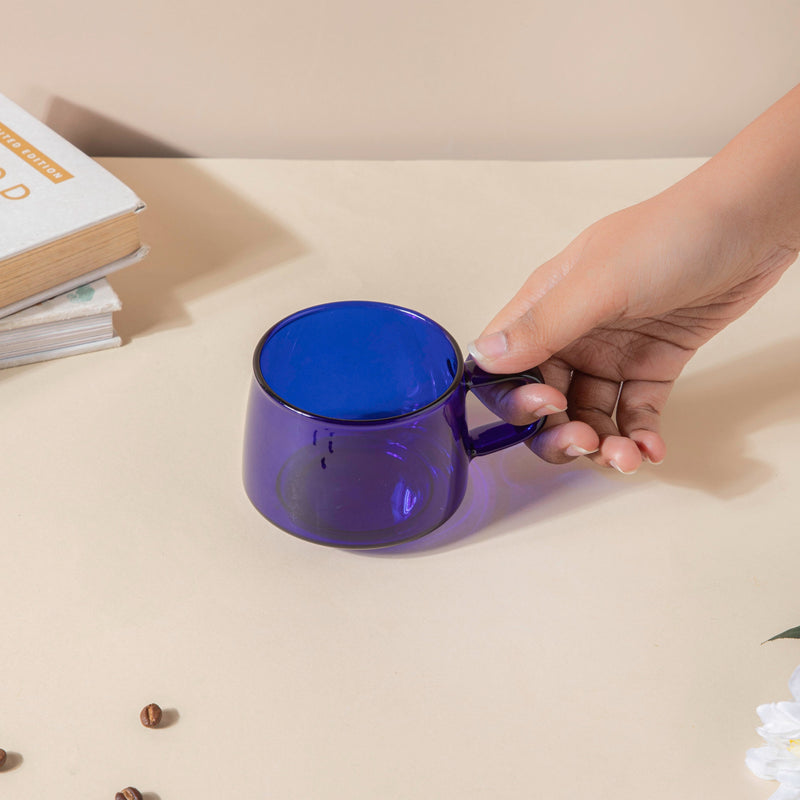 Borosilicate Glass Cup Blue- Tea cup, coffee cup, cup for tea | Cups and Mugs for Office Table & Home Decoration