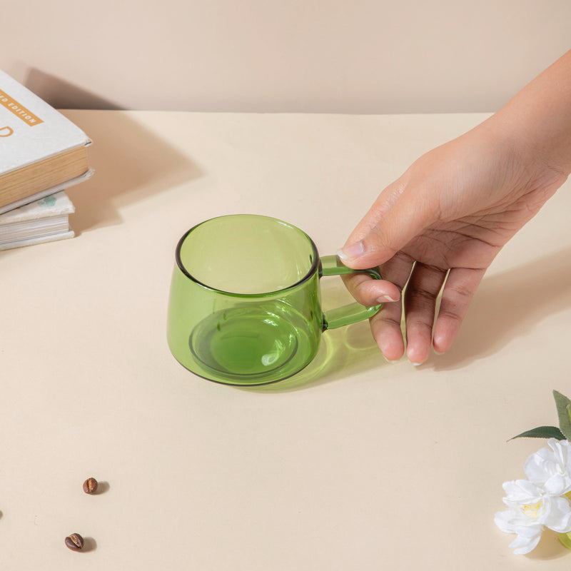Borosilicate Glass Cup Green- Tea cup, coffee cup, cup for tea | Cups and Mugs for Office Table & Home Decoration