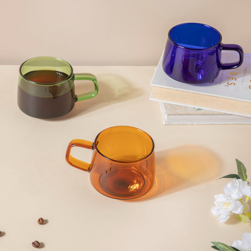 Borosilicate Glass Cup Blue- Tea cup, coffee cup, cup for tea | Cups and Mugs for Office Table & Home Decoration