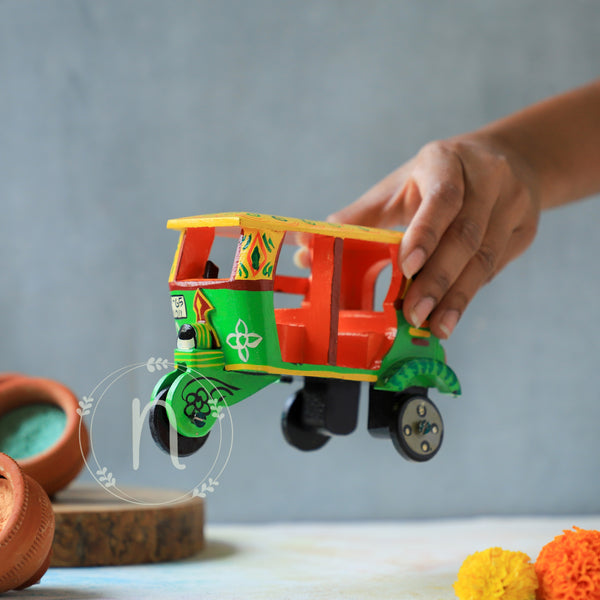 Wooden Auto Rickshaw Online - Premium Decor Object | Nestasia