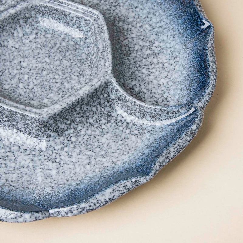 Pebble Glazed Section Party Platter Blue - Serving plate, snack plate, momo plate, plate with compartment | Plates for dining table & home decor