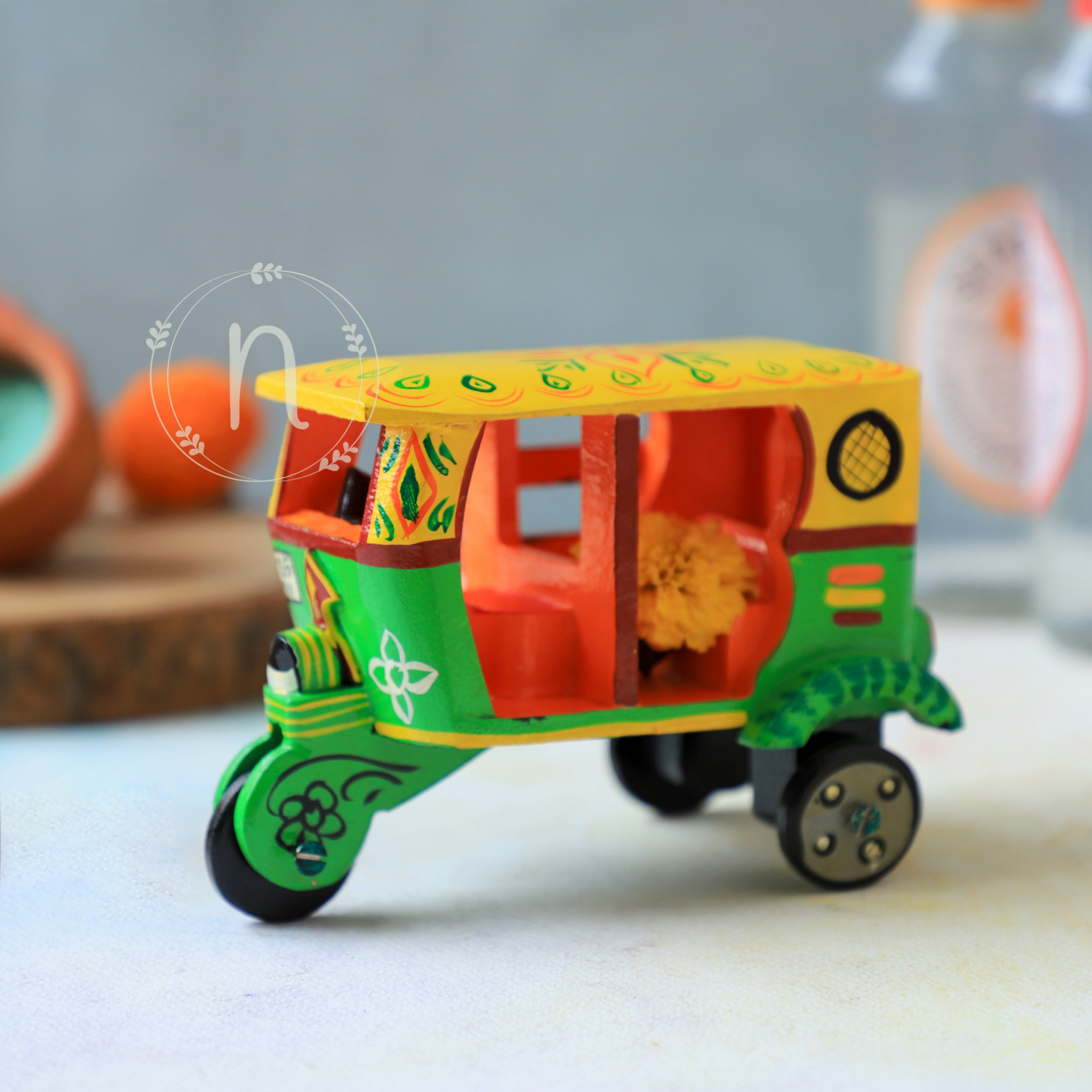 Wooden Auto Rickshaw Online - Premium Decor Object | Nestasia