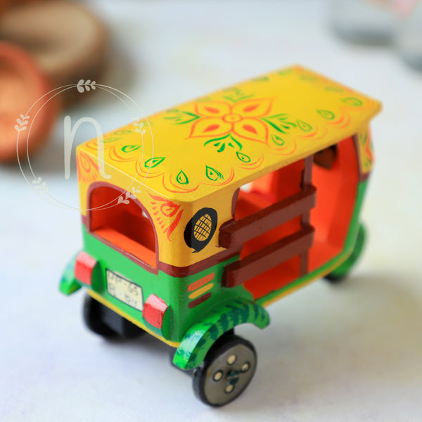 Wooden Auto Rickshaw Online - Premium Decor Object | Nestasia