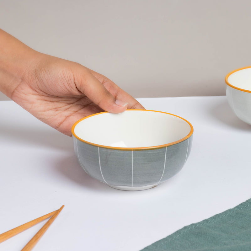 Willow Dark Grey Snack Bowl Small 250 ml - Bowl,ceramic bowl, snack bowls, curry bowl, popcorn bowls | Bowls for dining table & home decor