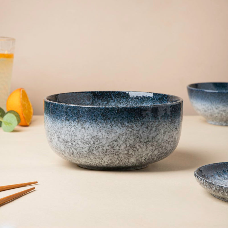Pebble Glazed Curry Bowl Blue Grey 500 ml - Bowl, ceramic bowl, serving bowls, noodle bowl, salad bowls, bowl for snacks, large serving bowl | Bowls for dining table & home decor