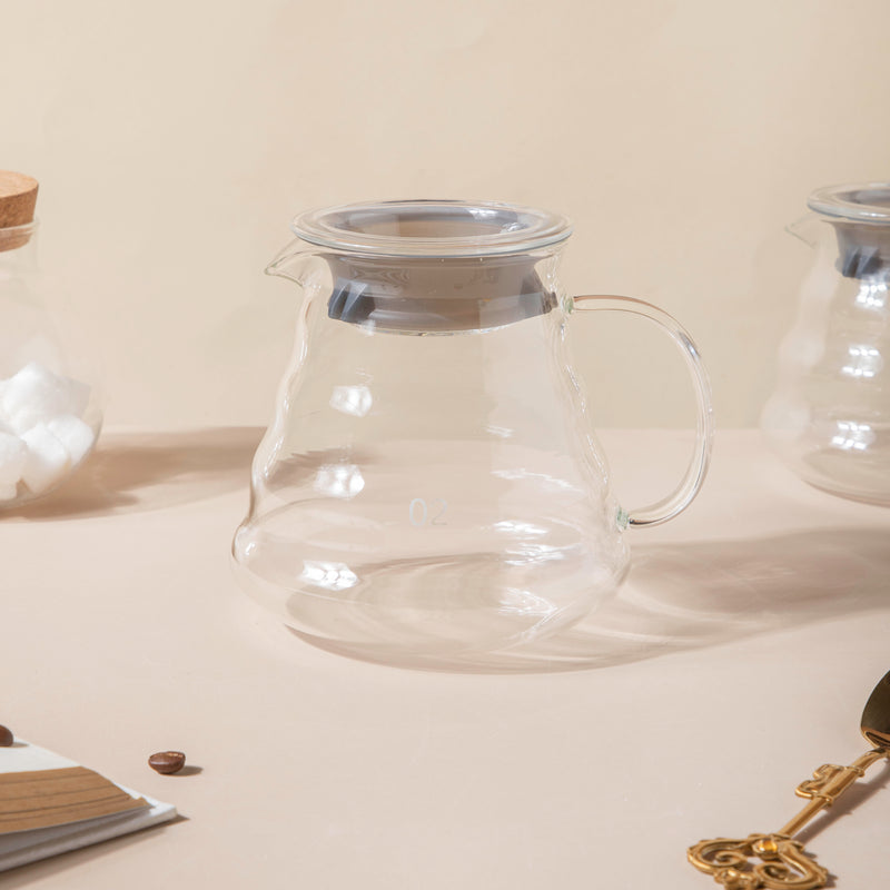 Glass Coffee Server With Lid Medium - Glass pot, glass teapot, pot with lid | Glass pot for Dining table & Home Decor