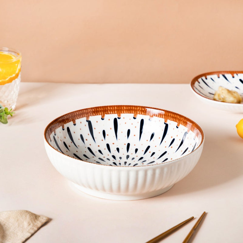 Dewdrop Ceramic Serving Bowl 9 Inch 1 L - Bowl, ceramic bowl, serving bowls, noodle bowl, salad bowls, bowl for snacks, large serving bowl | Bowls for dining table & home decor