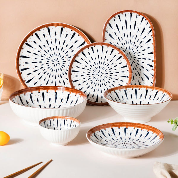 Dewdrop Ceramic Long Plate 11.5 Inch - Ceramic platter, serving platter, fruit platter | Plates for dining table & home decor