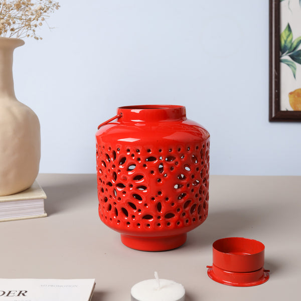 Metal Lantern Red