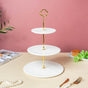 Serena 3 Tier Round Ceramic Dessert Stand White