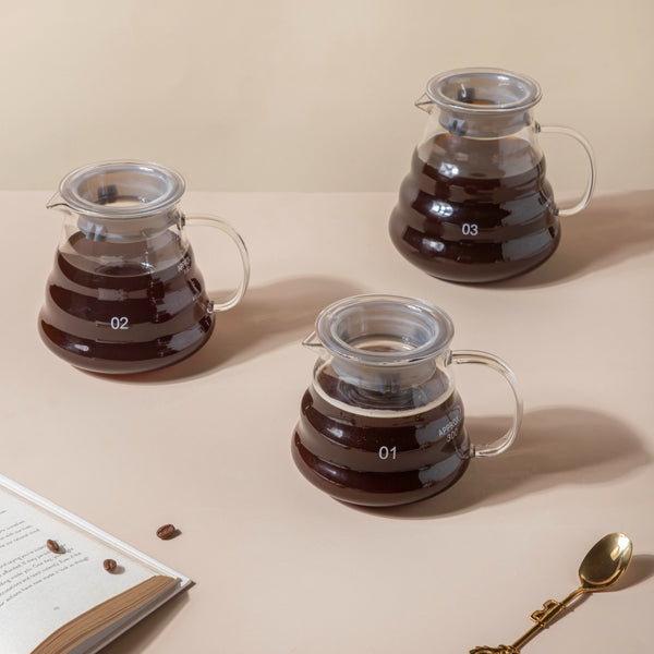 Glass Coffee Server With Lid Medium - Glass pot, glass teapot, pot with lid | Glass pot for Dining table & Home Decor