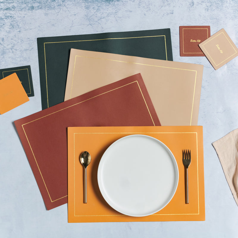 Leather Placemat And Coaster Set of 2