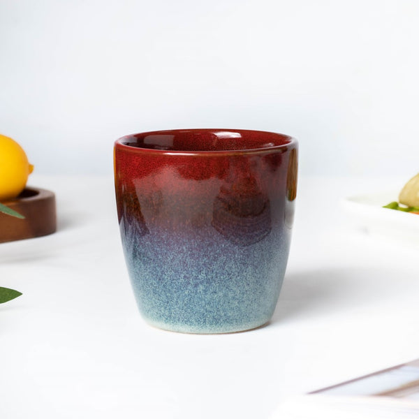 Ombre Mini Ceramic Cup Red And Blue 120 ml- Tea cup, coffee cup, cup for tea | Cups and Mugs for Office Table & Home Decoration