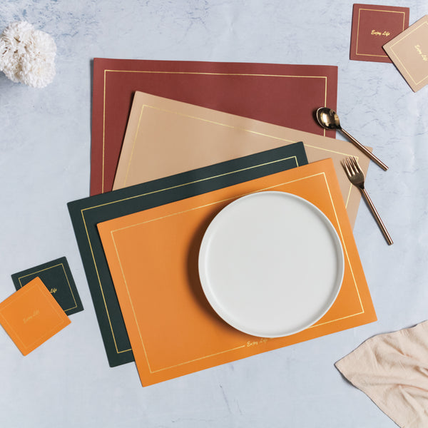 Leather Placemat And Coaster Set of 2