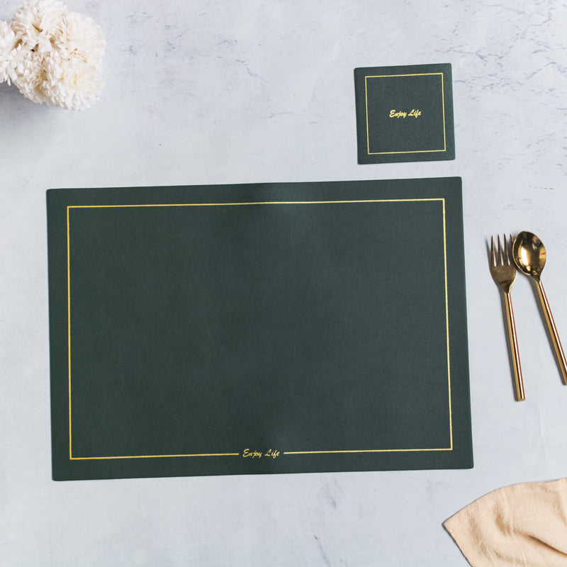 Leather Placemat And Coaster Set of 2