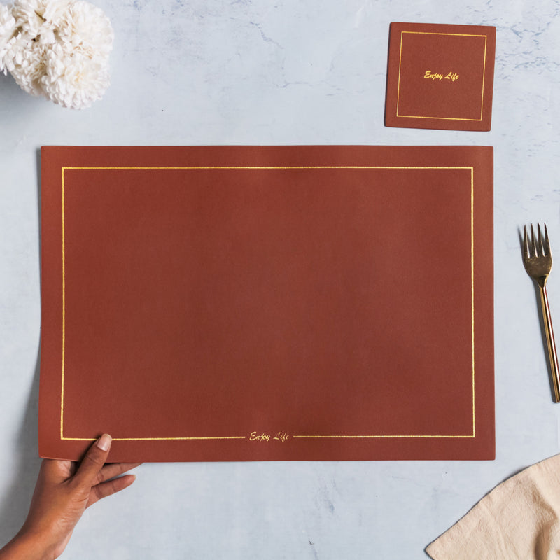 Leather Placemat And Coaster Set of 2