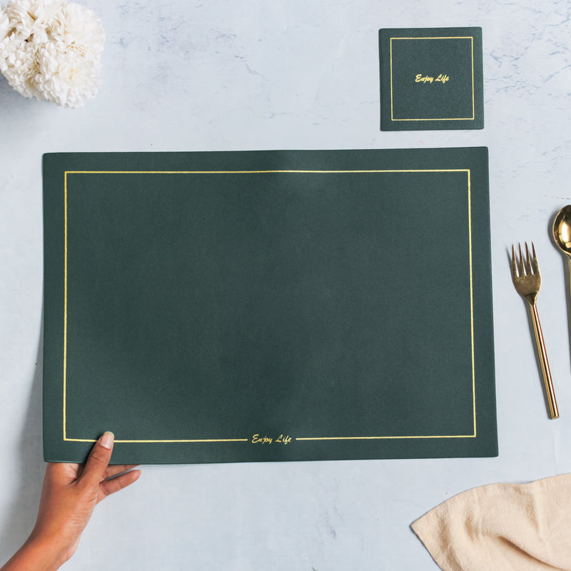 Leather Placemat And Coaster Set of 2
