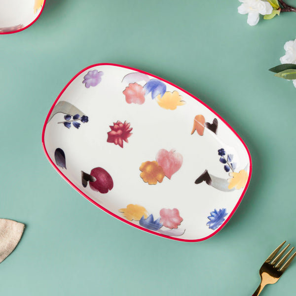 Florista Long Plate 10 Inch - Ceramic platter, serving platter, fruit platter | Plates for dining table & home decor