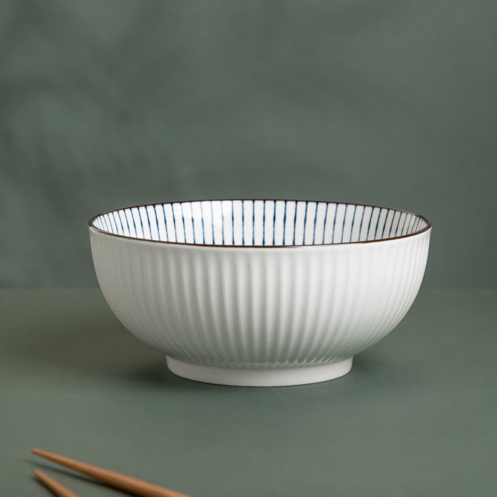 Serving Bowl Buy Striped Ceramic Serving Bowl Online Nestasia