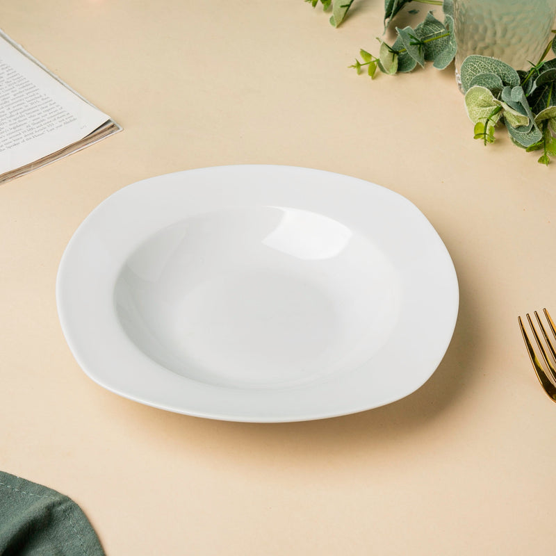 Ceramic Pasta Plate White 8.5 Inch - Serving plate, pasta plate, lunch plate, deep plate | Plates for dining table & home decor