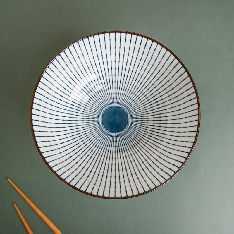 Meraki Striped Ceramic Serving Bowl 800 ml - Bowl, ceramic bowl, serving bowls, noodle bowl, salad bowls, bowl for snacks, snack bowl sets | Bowls for dining table & home decor