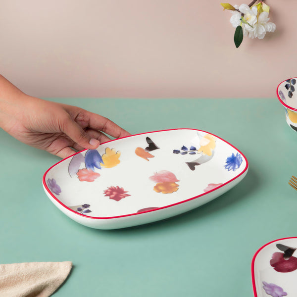 Florista Long Plate 10 Inch - Ceramic platter, serving platter, fruit platter | Plates for dining table & home decor