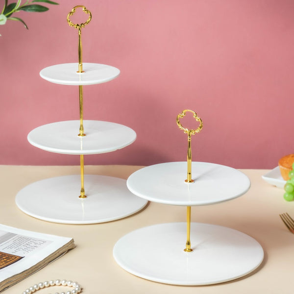 Serena 2 Tier Round Dessert Stand White