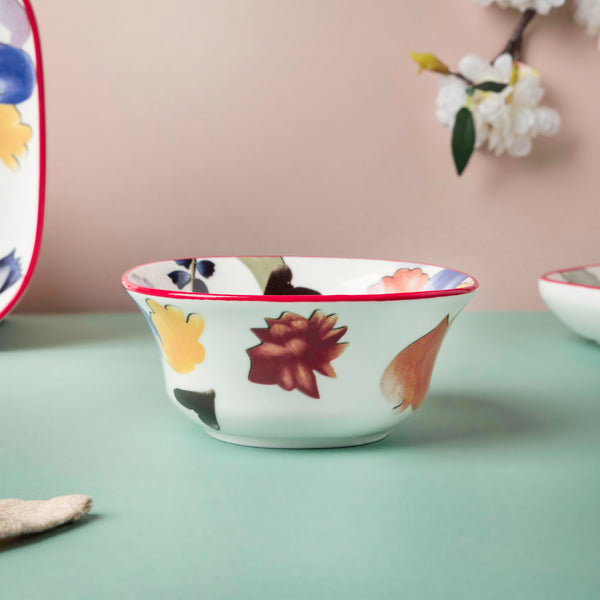 Florista White Soup Bowl - Bowl, soup bowl, ceramic bowl, snack bowls, curry bowl, popcorn bowls | Bowls for dining table & home decor