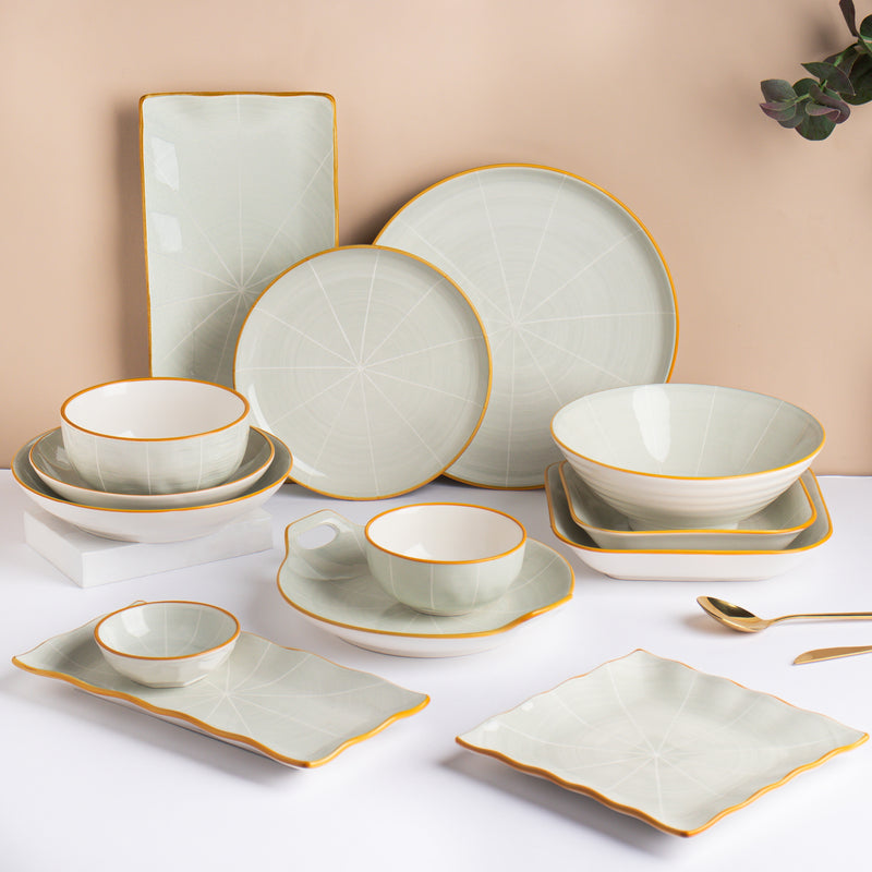 Willow Light Grey Square Ceramic Deep Dish - Serving plate, snack plate, dessert plate | Plates for dining & home decor