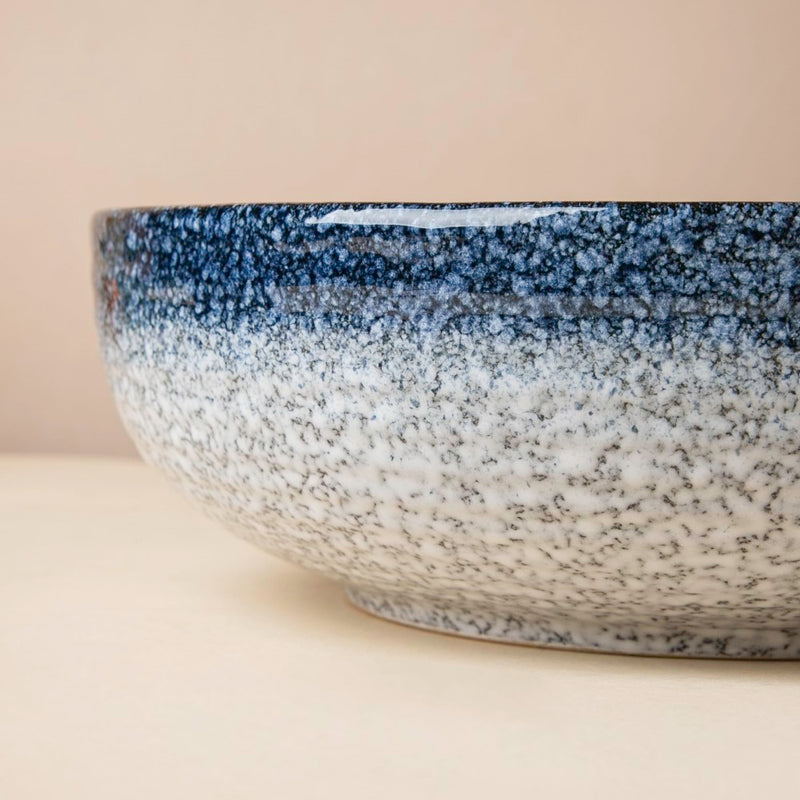 Pebble Glazed Serving Bowl Blue Grey 9 inch 1700 ml - Bowl, ceramic bowl, serving bowls, noodle bowl, salad bowls, bowl for snacks, large serving bowl | Bowls for dining table & home decor