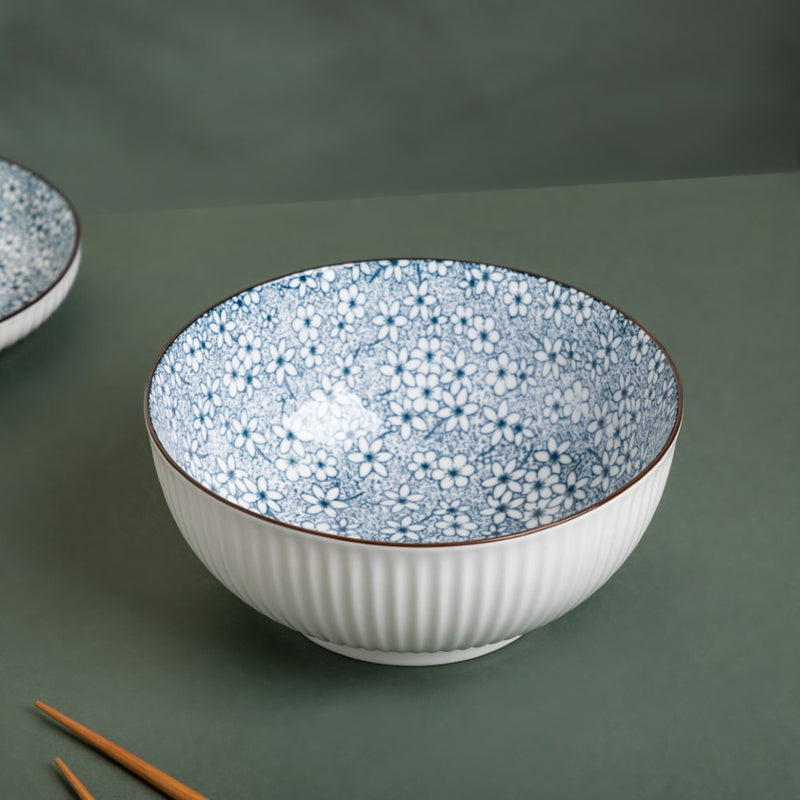 Meraki Floral Ceramic Serving Bowl 800 ml - Bowl, ceramic bowl, serving bowls, noodle bowl, salad bowls, bowl for snacks, snack bowl sets | Bowls for dining table & home decor