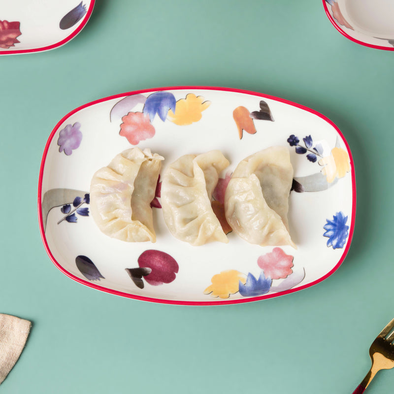 Florista Long Plate 10 Inch - Ceramic platter, serving platter, fruit platter | Plates for dining table & home decor